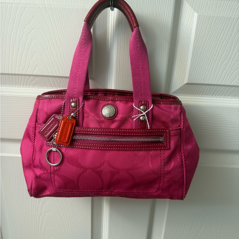 Coach Fuchsia Satchel with Burgundy Accents